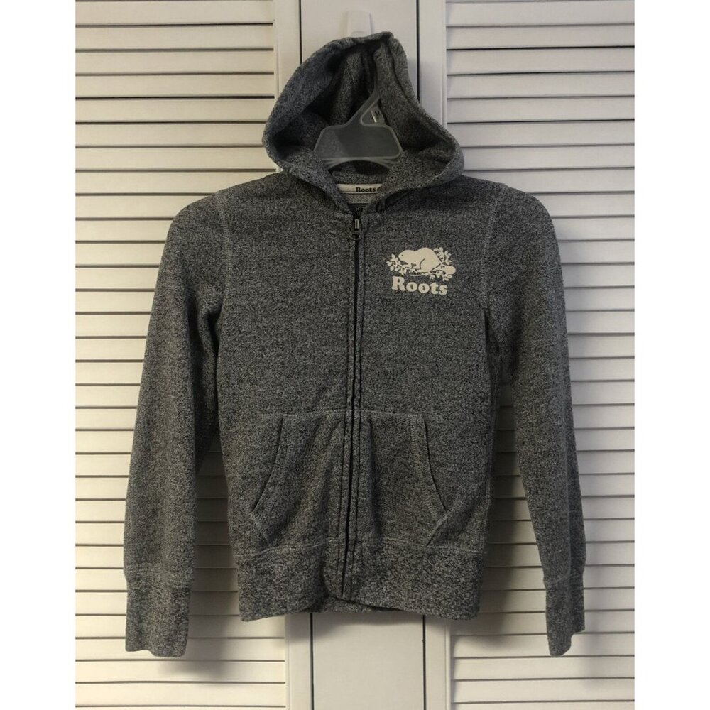 Roots Size M 7-8 Grey Speckled Zip Up Hoodie
